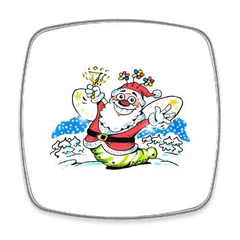 Weihnachts-Blühwürmchen - Viereckiger Kühlschrankmagnet - Weiß - Vorne