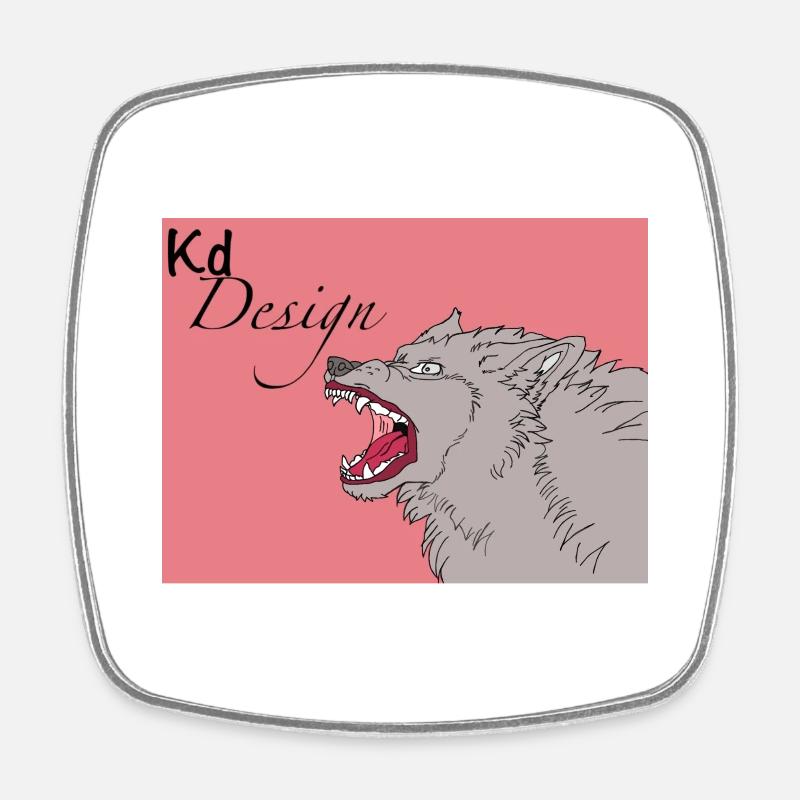 Wild wolf design - Square fridge magnet - white