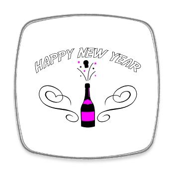 Happy New Year - Viereckiger Kühlschrankmagnet - Weiß - Vorne