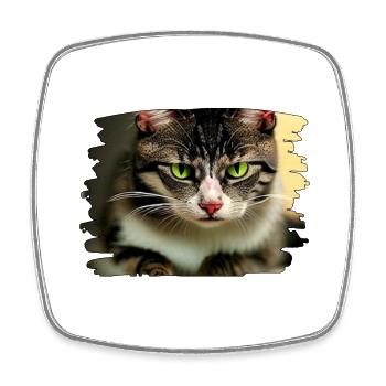 Cracy cat 6 - Viereckiger Kühlschrankmagnet - Weiß - Vorne