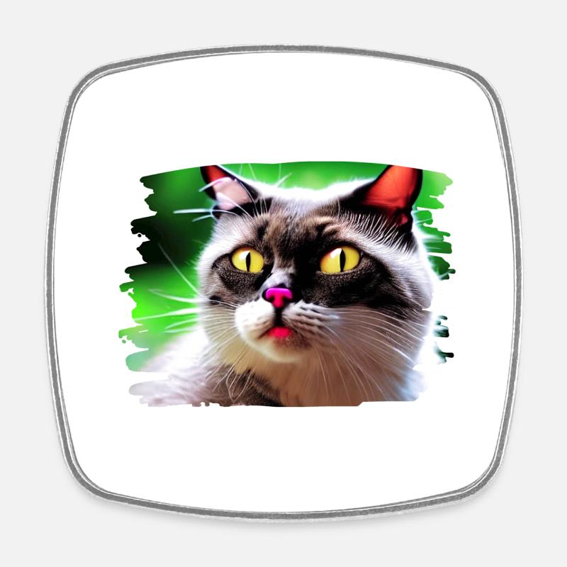 Chat racé 4 - Magnet carré - blanc