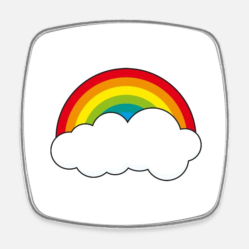 Regenbogen mit Wolke - Viereckiger Kühlschrankmagnet - Weiß
