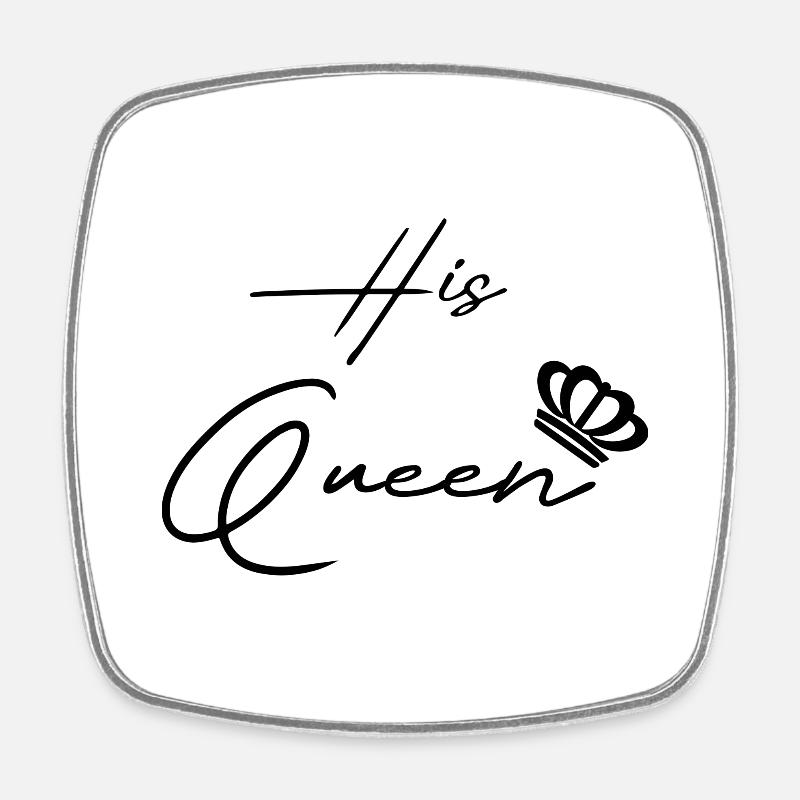 His Queen Her King Pair Black - Square fridge magnet - white