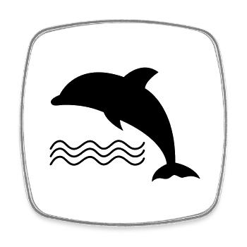 Dolphin in the water as a vector - Square fridge magnet - white - Front