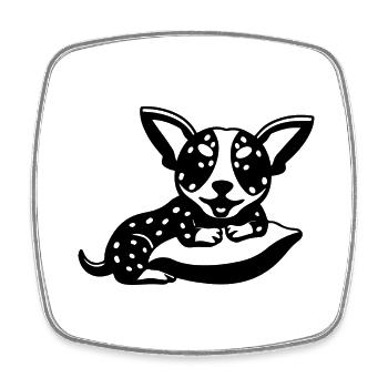 CHIEN CHAT ANIMAL DE COMPAGNIE - Magnet carré - blanc - Devant