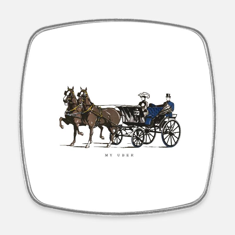 Le cheval comme mon Uber - Magnet carré - blanc