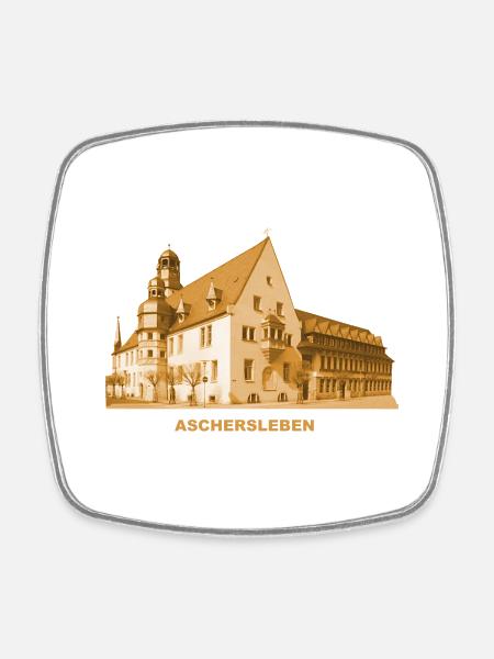 Aschersleben Rathaus Harz Sachsen-Anhalt Salzland - Viereckiger Kühlschrankmagnet - Weiß