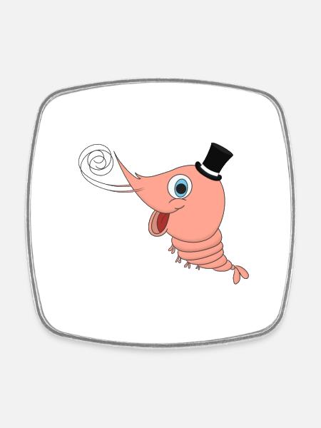 Funky Shrimp - Viereckiger Kühlschrankmagnet - Weiß