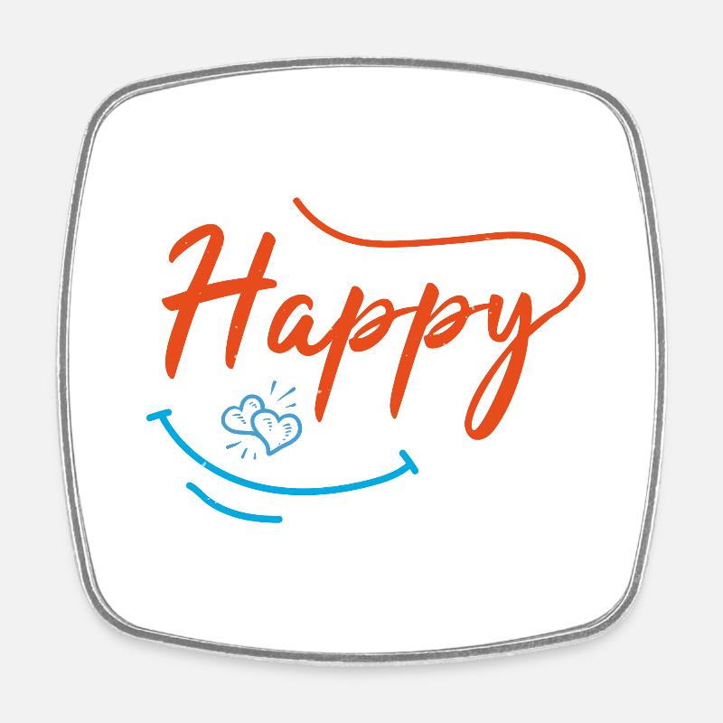 HAPPY - Square fridge magnet - white