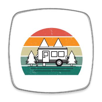 Retro Natur Camping - Viereckiger Kühlschrankmagnet - Weiß - Vorne