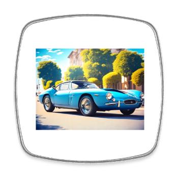Blauer Sportwagen Retro 1960er - Viereckiger Kühlschrankmagnet - Weiß - Vorne