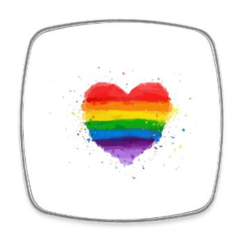 Regenbogen Herz - Viereckiger Kühlschrankmagnet - Weiß - Vorne