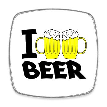 i love beer - Square fridge magnet - white - Front