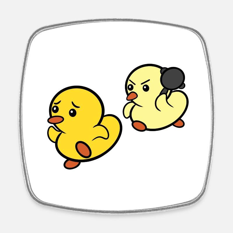 Duck Chase! - Square fridge magnet - white