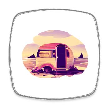 Caravane Gift Camp Camping Camping Camping-car - Magnet carré - blanc - Devant