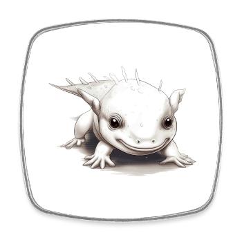 Kleiner Baby Axolotl sieht süß und knuffig aus - Viereckiger Kühlschrankmagnet - Weiß - Vorne