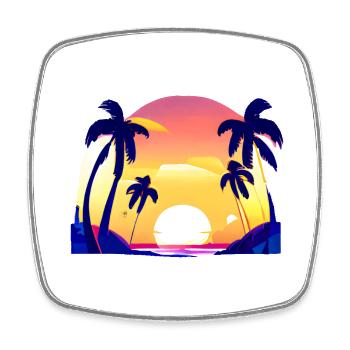 Cadeau de palmier d’été Palmier de vacances Sun Palm - Magnet carré - blanc - Devant