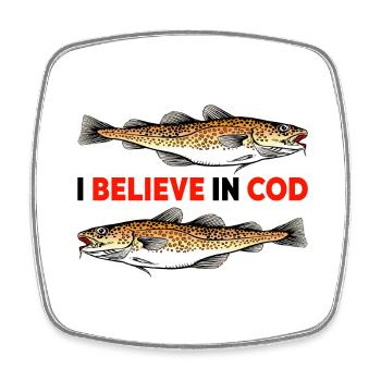 Fishing - I believe in Cod - Square fridge magnet - white - Front