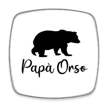 Papa Père Ours Cadeau d’anniversaire Italie Drôle - Magnet carré - blanc - Devant