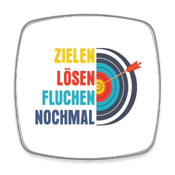 Zielen Lösen Fluchen Nochmal Jagd Bogenschütze - Viereckiger Kühlschrankmagnet - Weiß - Vorne