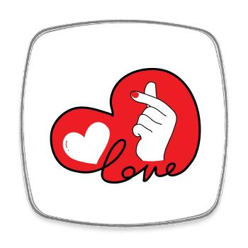 LOVE Finger Herz Tippfehler 3 - Viereckiger Kühlschrankmagnet - Weiß - Vorne