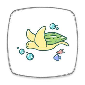 Cute turtle - Square fridge magnet - white - Front