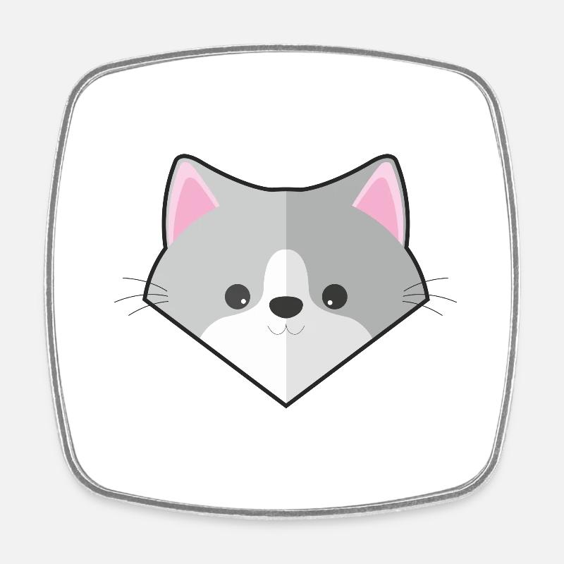 Chat simple mignon - Magnet carré - blanc