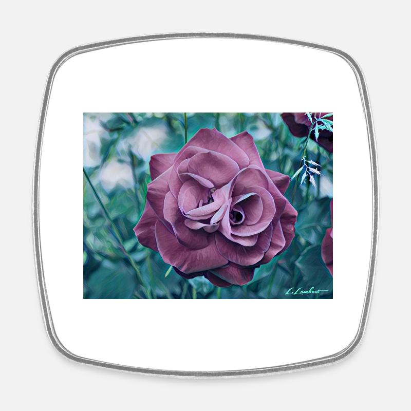 Rose - Viereckiger Kühlschrankmagnet - Weiß