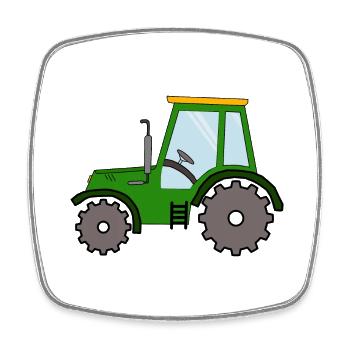 Tractor friends, vehicle green with yellow roof - Square fridge magnet - white - Front