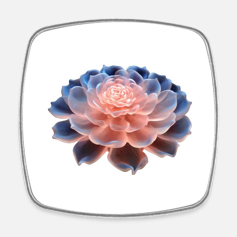 3D-Blume - Viereckiger Kühlschrankmagnet - Weiß