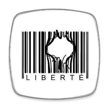 LIBERTE CODE BARRE - Magnet carré - blanc - Devant
