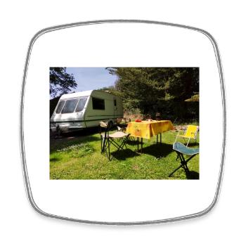Caravane au soleil - Magnet carré - blanc - Devant