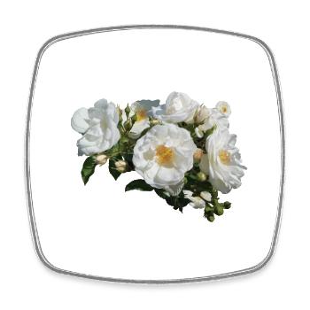 White rose bush with buds - Square fridge magnet - white - Front