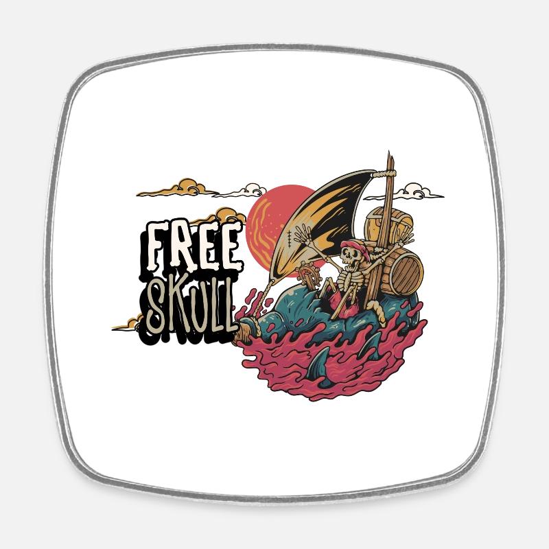 Crâne libre - Magnet carré - blanc