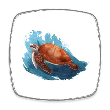 Tortue - Magnet carré - blanc - Devant