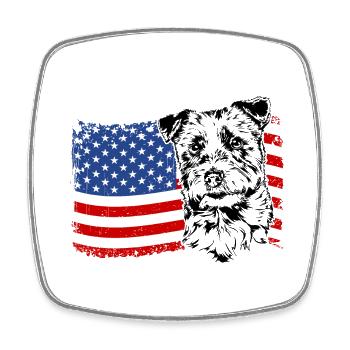 Jack Russell Terrier America Flag Dogs Wilsigns - Square fridge magnet - white - Front
