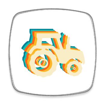 Retro-Traktor - Viereckiger Kühlschrankmagnet - Weiß - Vorne