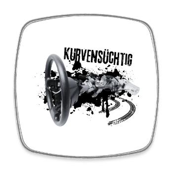 Kurvensüchtig: Kurven = Adrenalin! - Viereckiger Kühlschrankmagnet - Weiß - Vorne