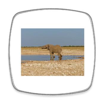 elephant and Landscape in a Etosha National Park - Square fridge magnet - white - Front