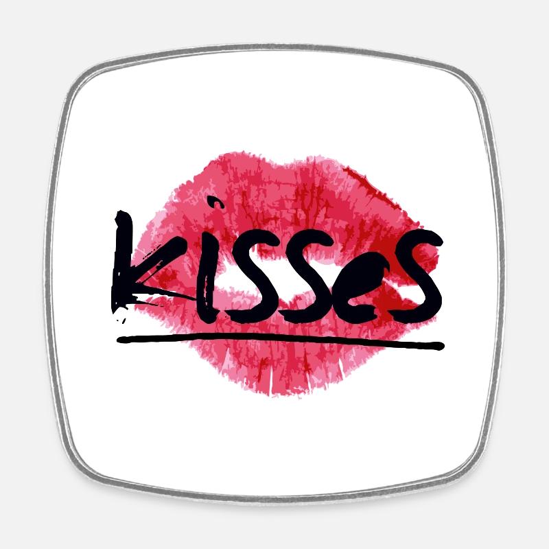 Bisous - Magnet carré - blanc