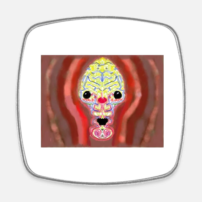 Crazy skull - Square fridge magnet - white