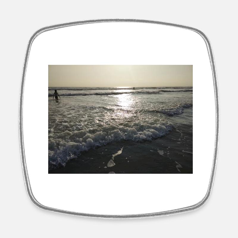 Mer, plage, vague, surf - Magnet carré - blanc