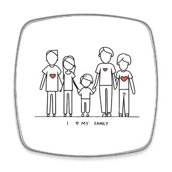 I Love Family Motif v2.0 - Square fridge magnet - white - Front