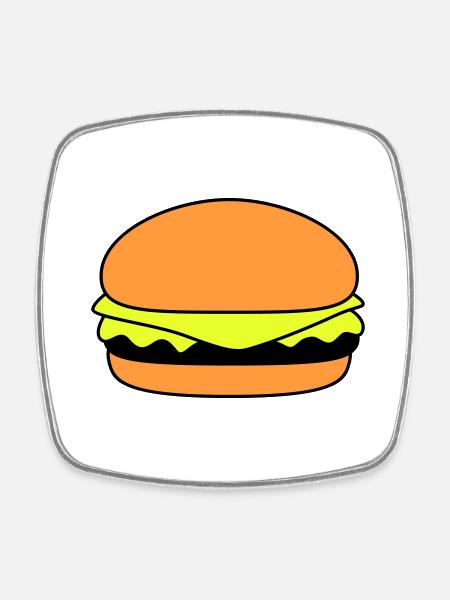 Burger 01 - Magnet carré - blanc