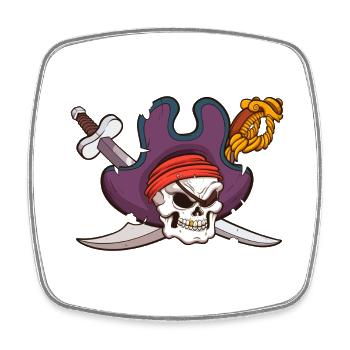 Crâne de pirate - Magnet carré - blanc - Devant