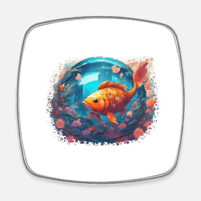 Sunfish Reflections - Viereckiger Kühlschrankmagnet - Weiß