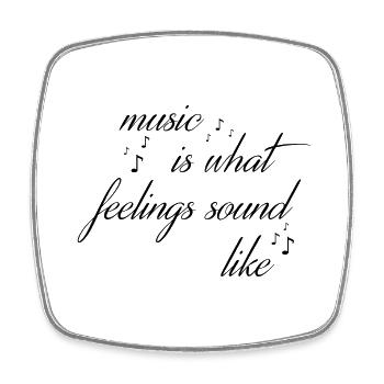 music is what feelings sound like mit Noten - Viereckiger Kühlschrankmagnet - Weiß - Vorne