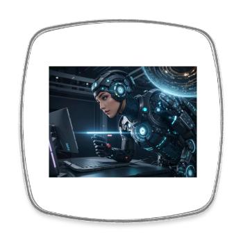 Synthèse de l’avenir de la technologie - Magnet carré - blanc - Devant