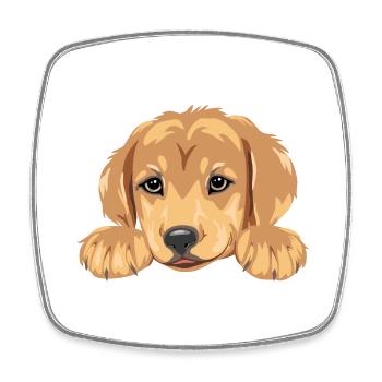 Niedlicher Golden Retriever Welpenkopf - Viereckiger Kühlschrankmagnet - Weiß - Vorne