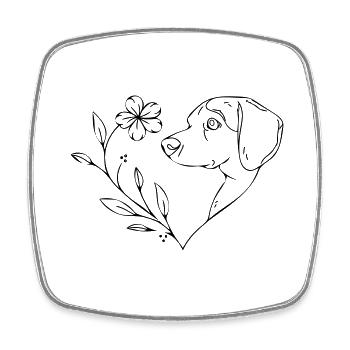 heart dog - Square fridge magnet - white - Front
